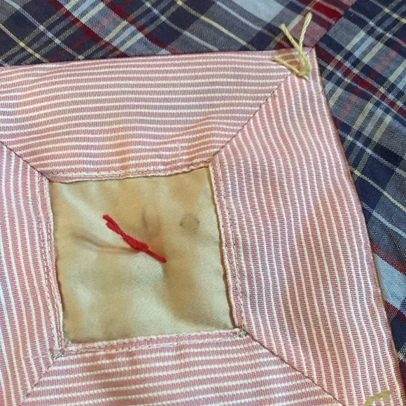 Handmade Vintage Square Tie Quilt 53 x 35 Inches - Picture 7 of 15